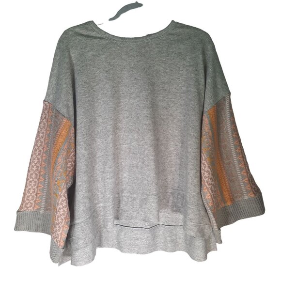 easel Sweaters - Easel  grey pink Oversized Split Side Sweater Balloon Knit